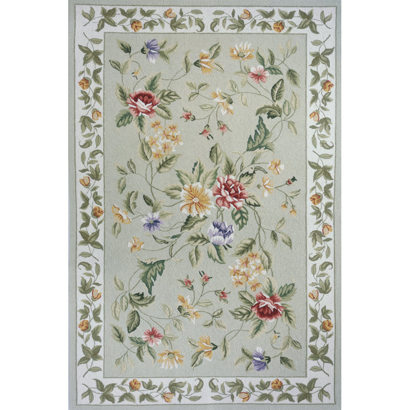 August Grove Andillac HandHooked Wool Sage Area Rug & Reviews Wayfair